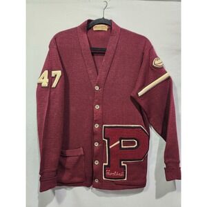 Vtg 1940s Armstrong Boston 100%‎ Virgin Wool "P" Letterman Football Prep Sweater